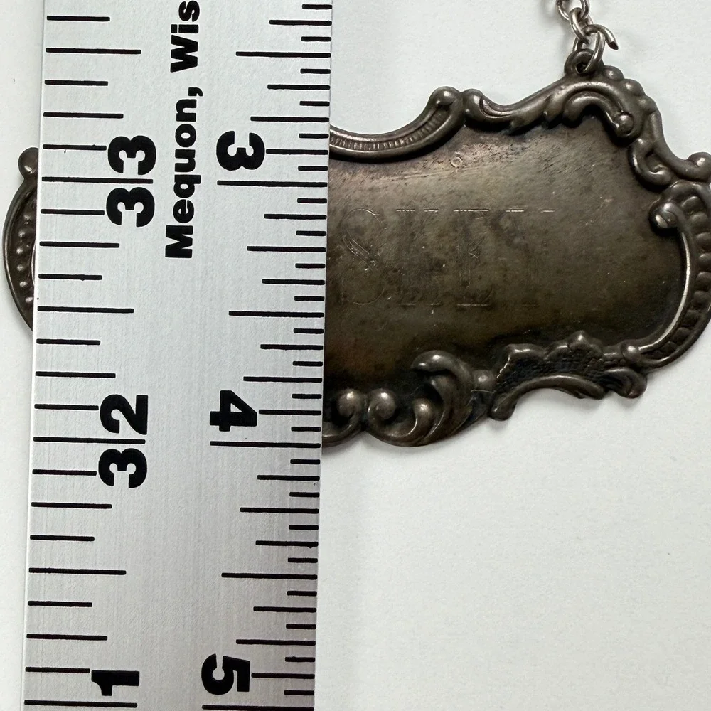 Vintage Gorham Whiskey Decanter Label‎ Silverplate Repousse Barware Tag